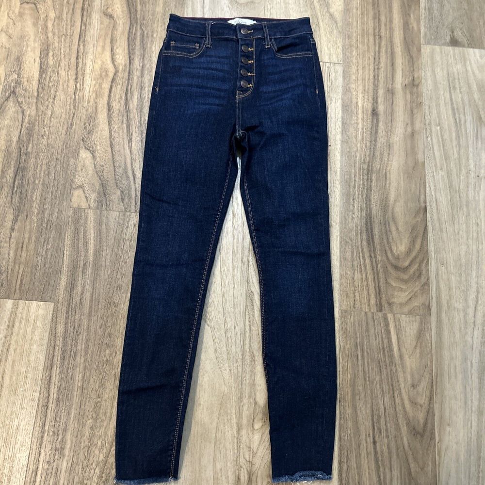 Carly Jean Los Angeles Carter Button Fly Skinny Cut Off Dark Junior Size 7 24X27